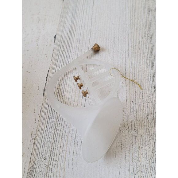 Clear frosted horn Trumpet ornament Xmas decor - Picture 4 of 5